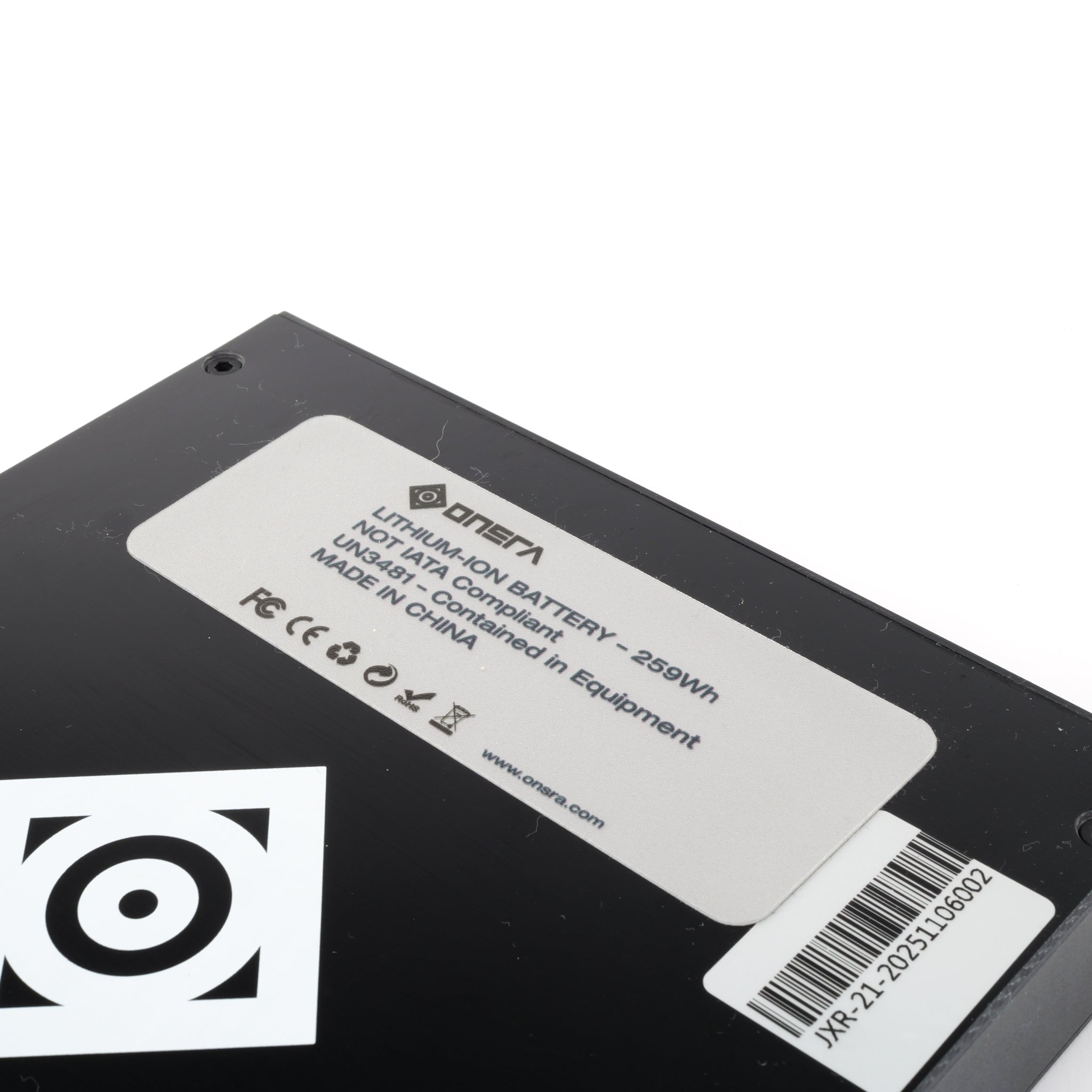 ONSRA ZENO electric skateboard battery in CNC-style black enclosure, available in 99Wh travel-safe and 259Wh extended versions