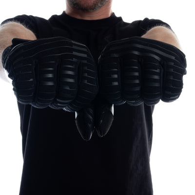 Close-up of genuine leather palm on ONSRA electric skateboard and e-bike gloves for maximum grip