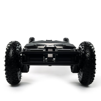 ONSRA BLACK Carve 4 premium electric longboard with a flexible bamboo deck, Gear Drive drivetrain, 14S battery, precision trucks, and all-terrain wheels, shown in a side profile.