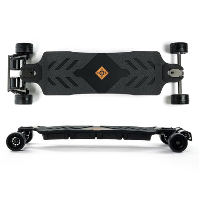 ONSRA BLACK Carve 4 electric longboard featuring a flexible bamboo deck, Gear Drive system, powerful 14S battery, precision trucks, and all-terrain wheels, designed for high-performance carving, commuting, and long-range riding.