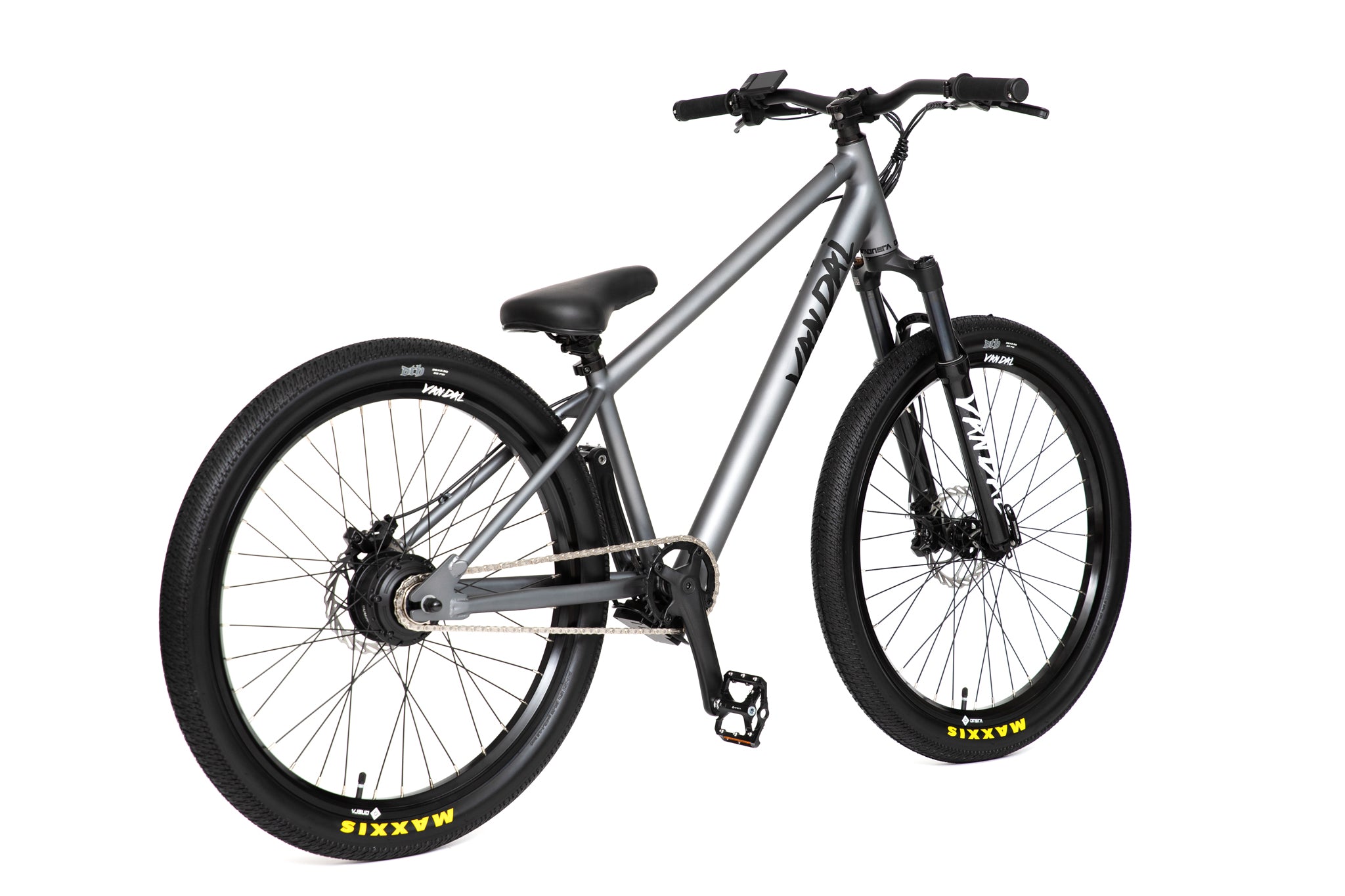 VANDAL electric bike with lightweight chromoly frame, hidden battery, and optional extended range battery for city and off-road riding.