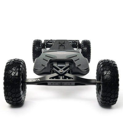 VELAR electric longboard with CNC gear drive, high-torque drivetrain, off-road wheels, and precision-machined components for powerful all-terrain performance.