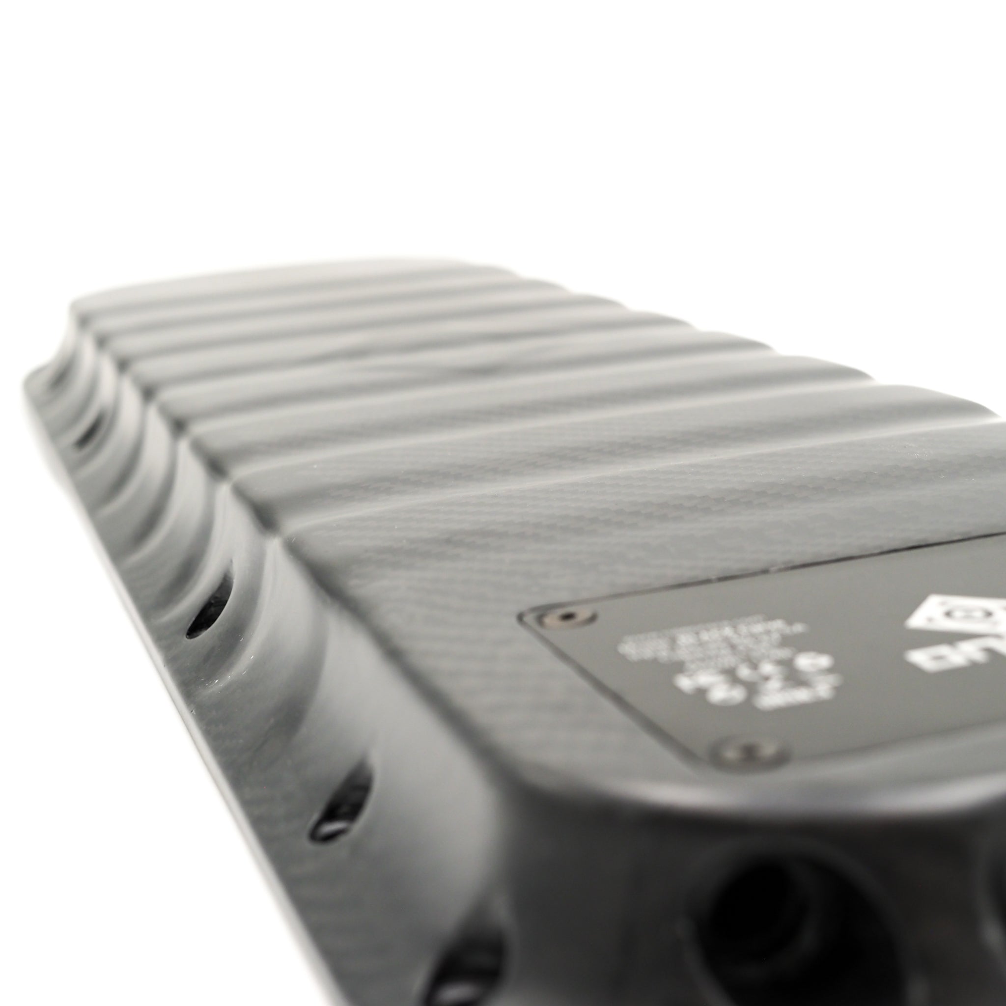 Carbon fiber electric skateboard battery enclosure compatible with ONSRA BLACK Carve 2, 3, and PRO decks – fits 12s3p and 13s DIY battery builds.