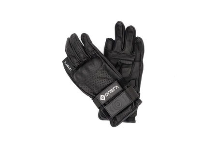 Protective gloves with half-cut thumb and index finger for electric skateboards.